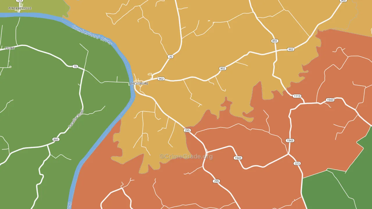 Dycusburg, KY Map of Arson Rates