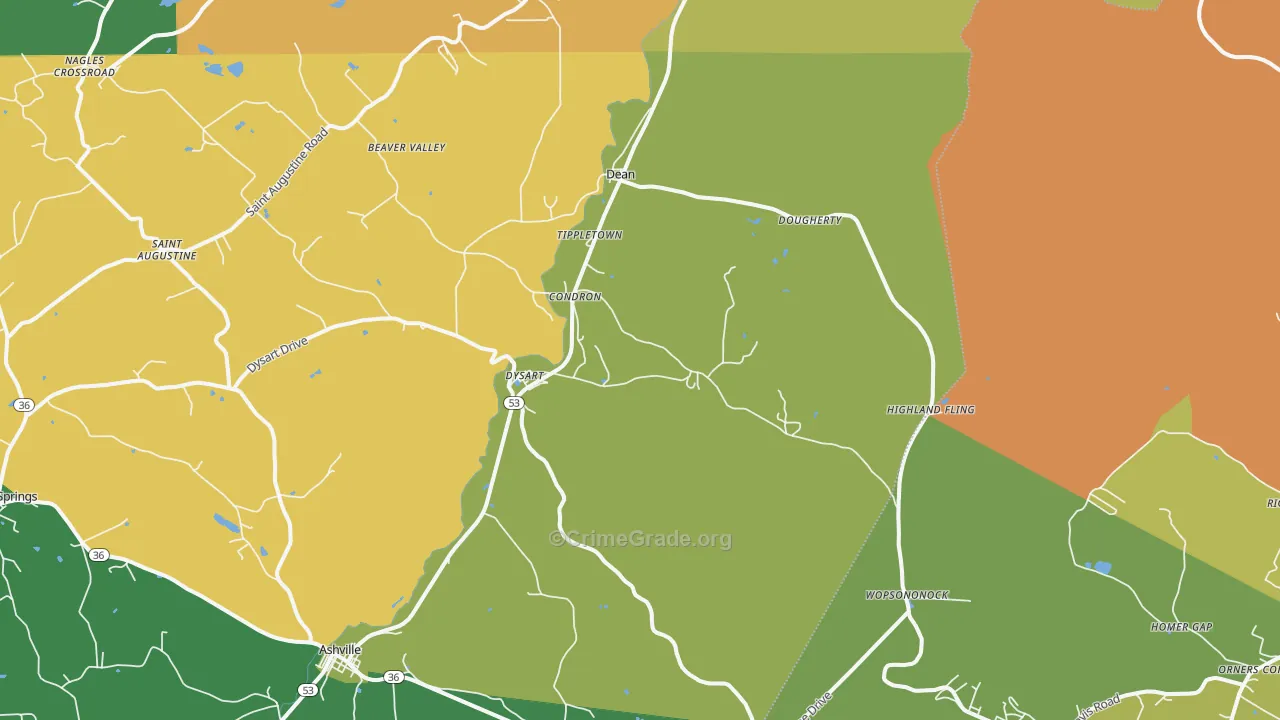 Dysart, PA Map of Arson Rates