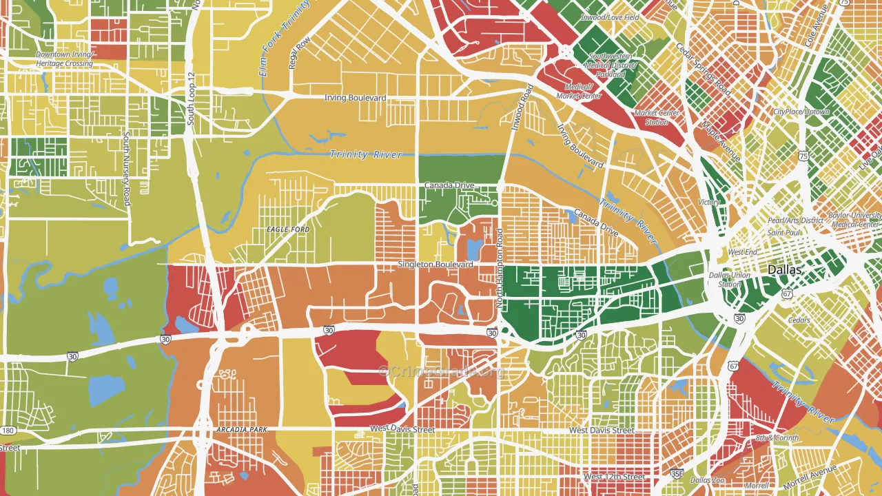 Eagle Ford, Dallas, TX Map of Arson Rates