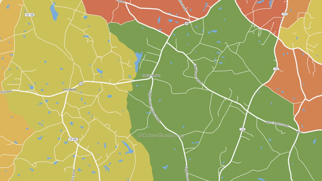 Eagle Grove, GA Map of Arson Rates