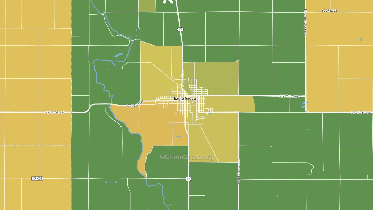 Eagle Grove, IA Map of Arson Rates