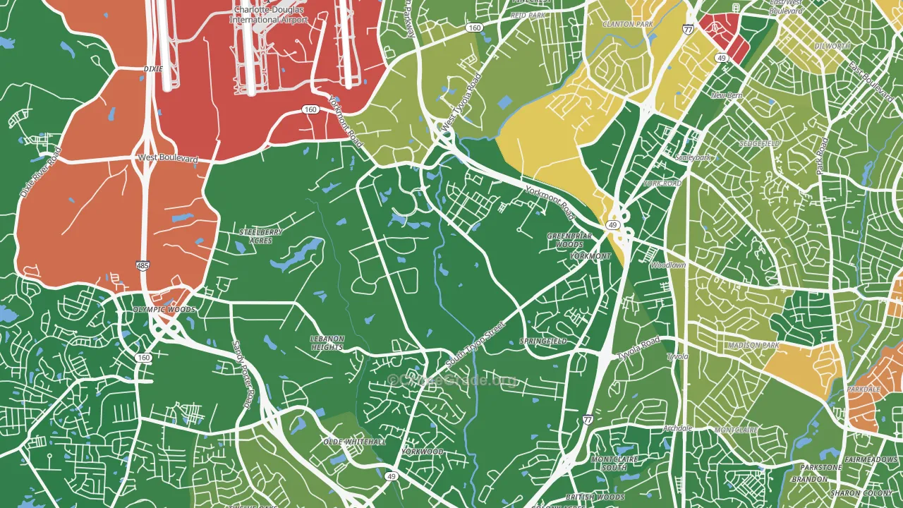 Eagle Lake, Charlotte, NC Map of Arson Rates
