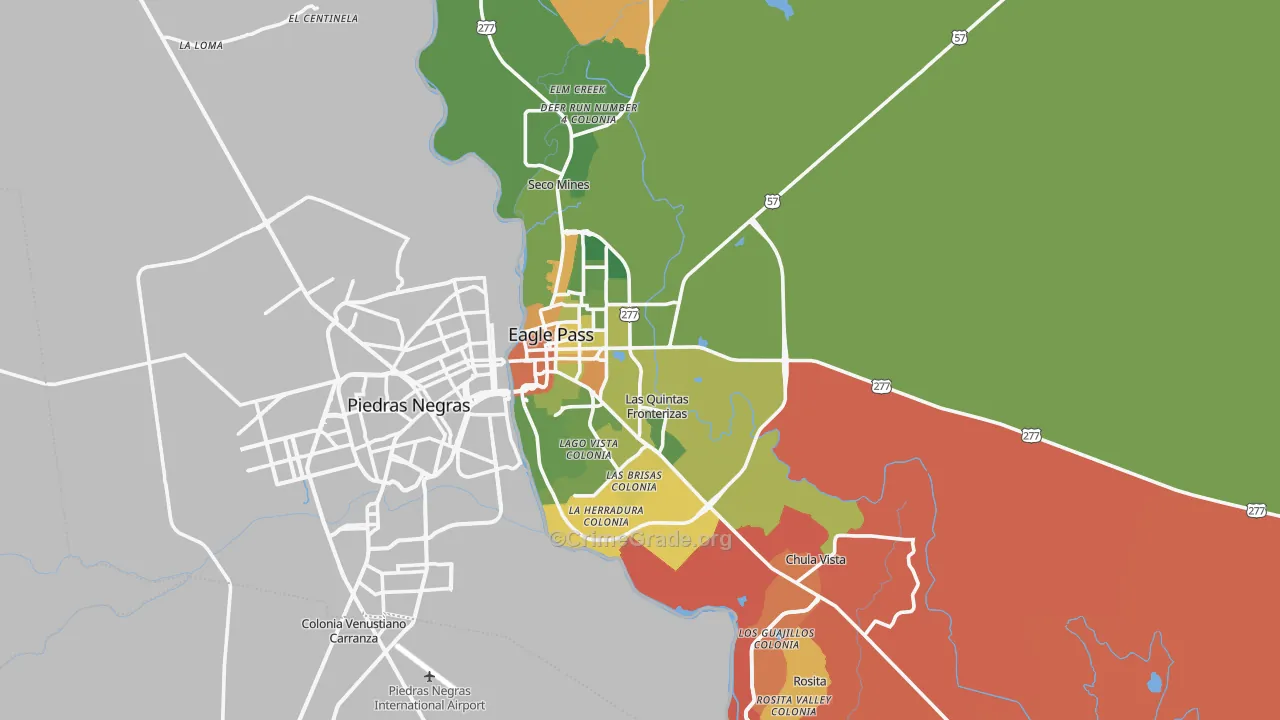 Eagle Pass, TX Map of Arson Rates