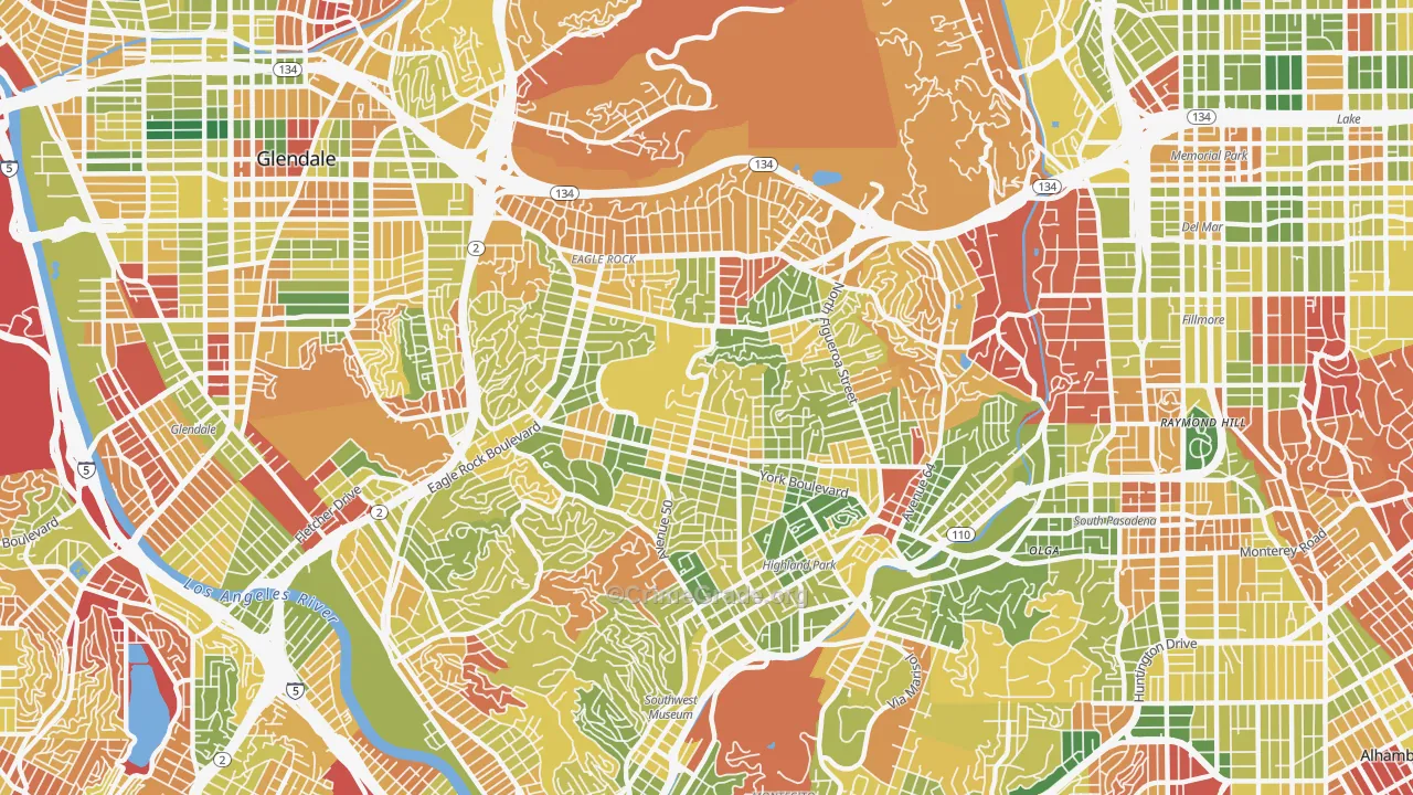 Eagle Rock, Los Angeles, CA Map of Arson Rates