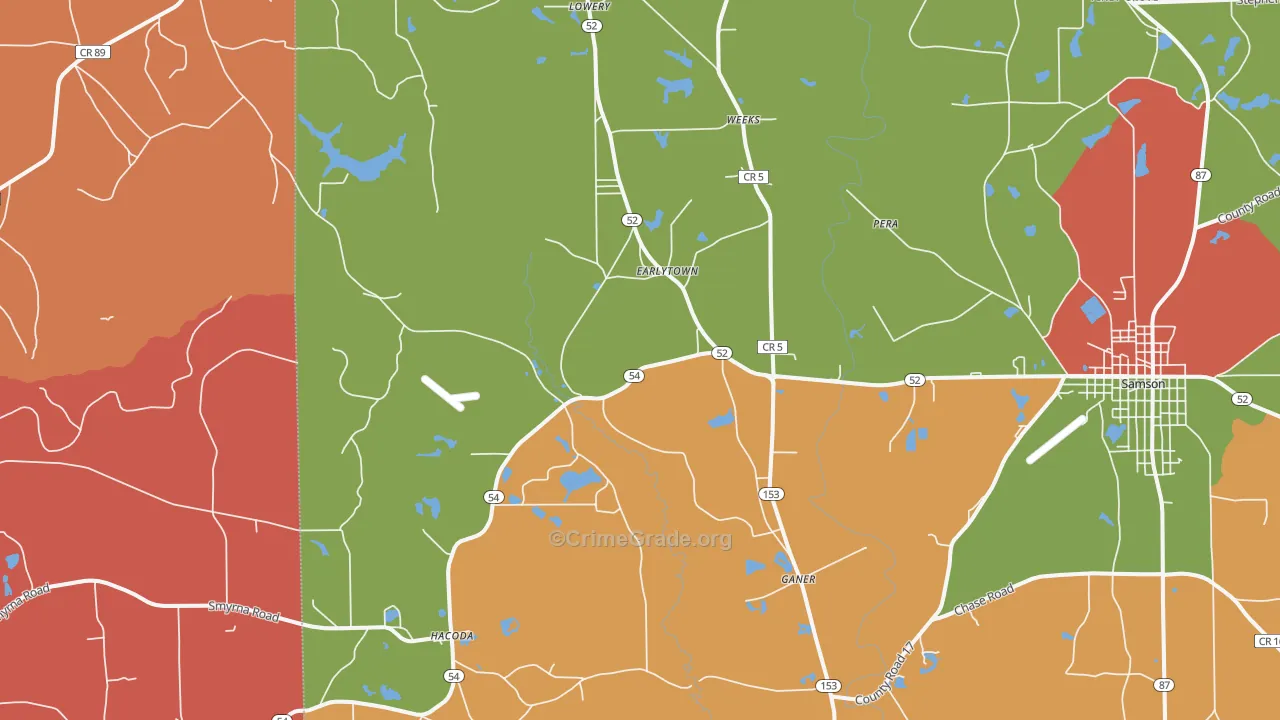 Earlytown, AL Map of Arson Rates
