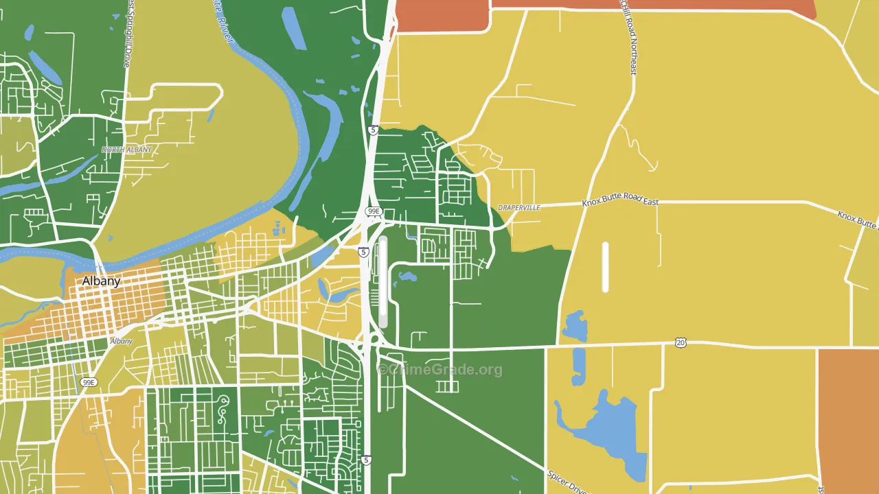 East Albany, Albany, OR Map of Arson Rates