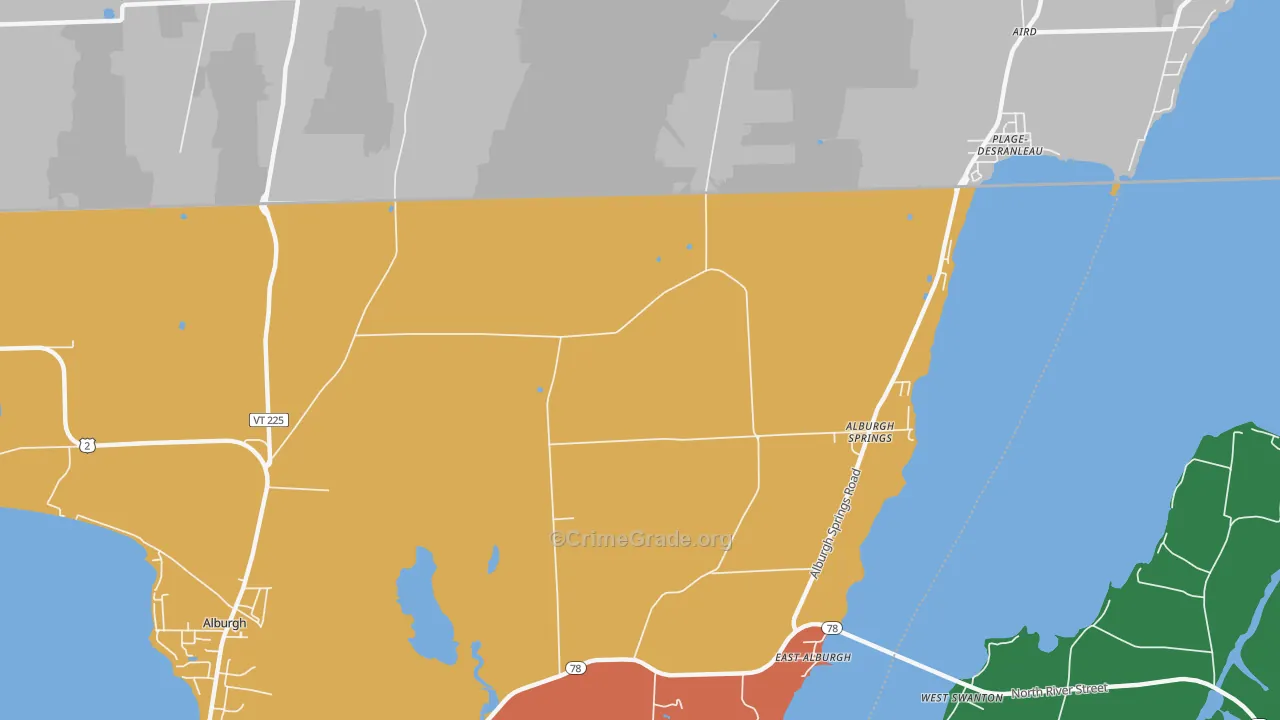 East Alburg, VT Map of Arson Rates