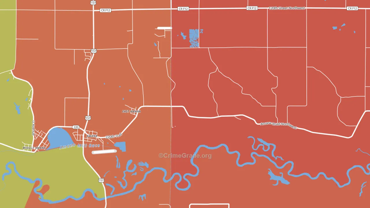 East Amana, IA Map of Arson Rates