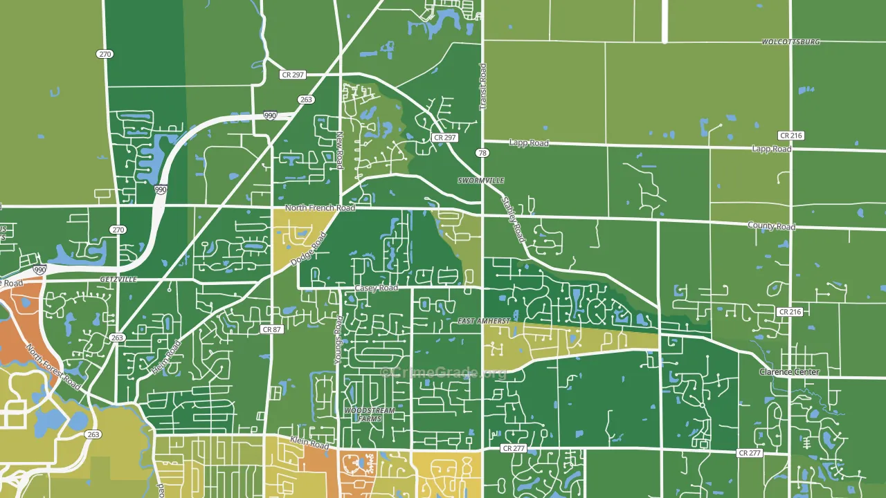 East Amherst, NY Map of Arson Rates
