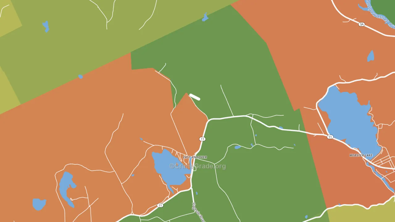 East Andover, NH Map of Arson Rates