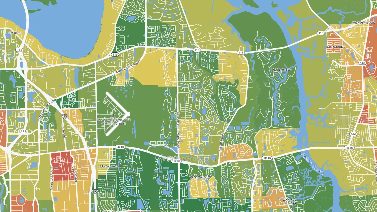 East Arlington, Jacksonville, FL Map of Arson Rates