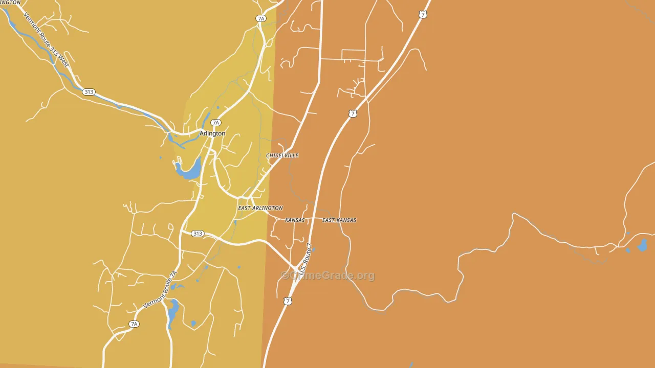 East Arlington, VT Map of Arson Rates
