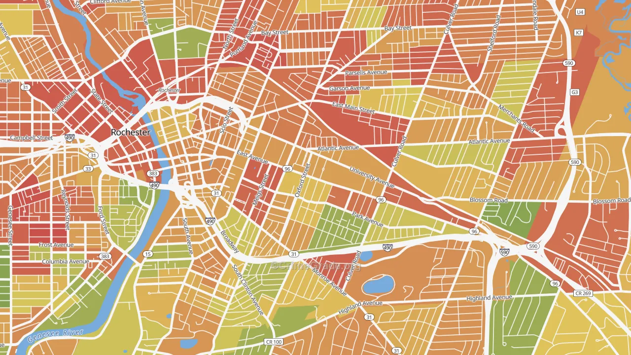 East Avenue, Rochester, NY Map of Arson Rates