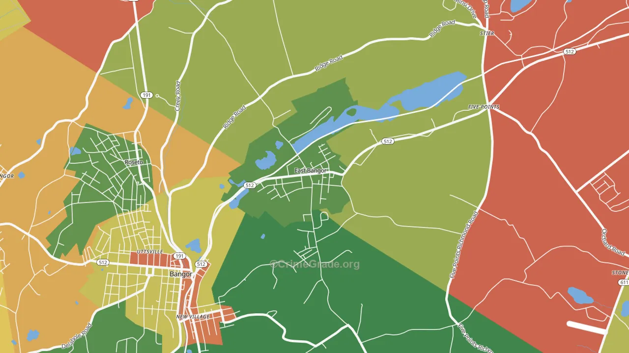 East Bangor, PA Map of Arson Rates