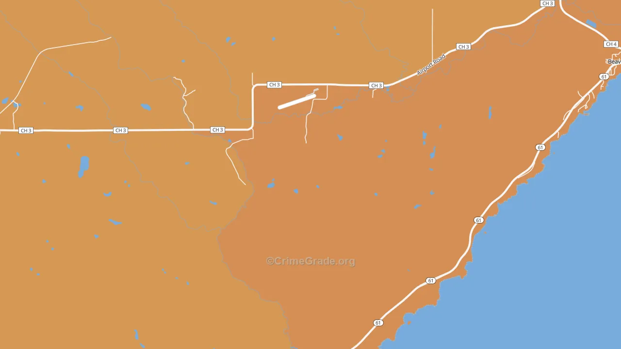 East Beaver Bay, MN Map of Arson Rates