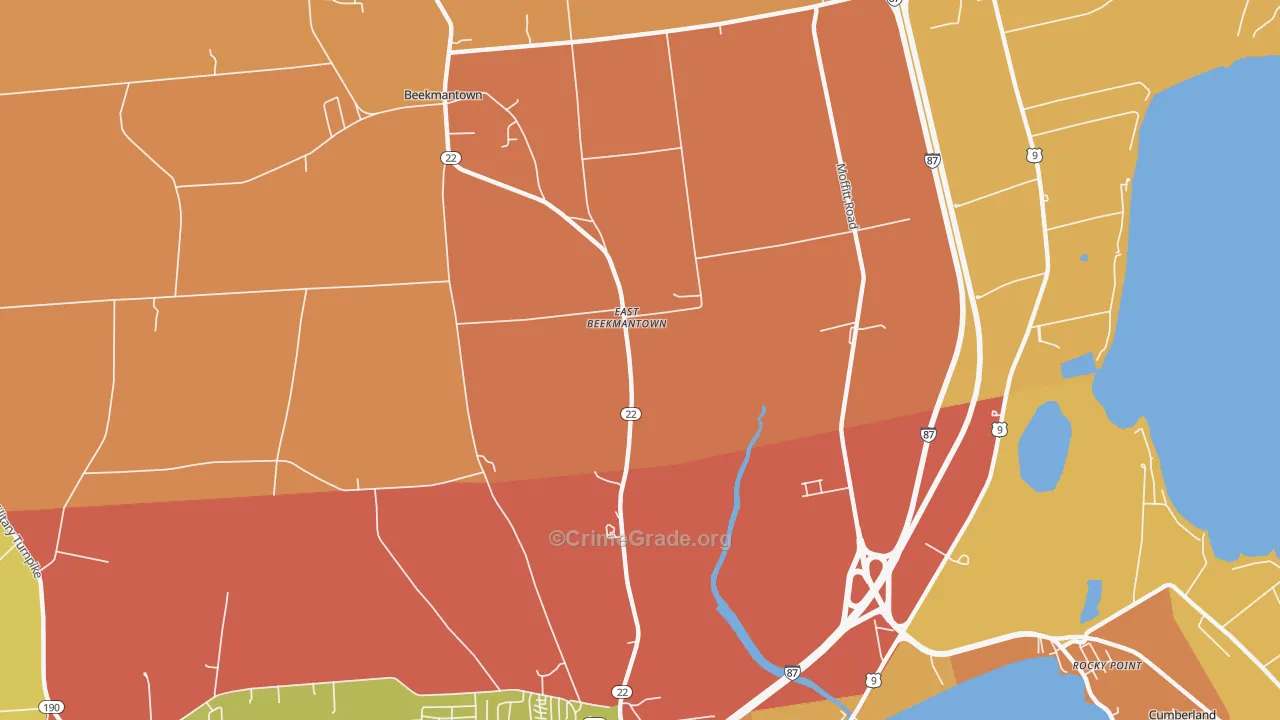 East Beekmantown, NY Map of Arson Rates