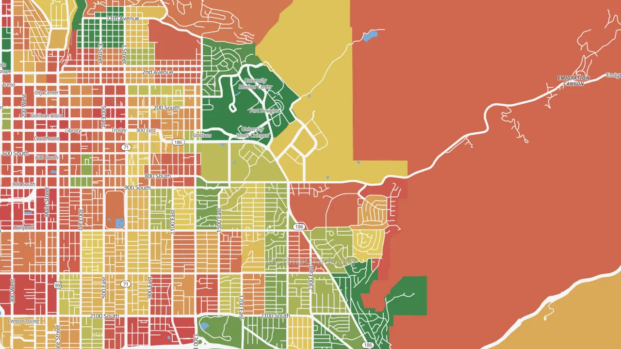 East Bench, Salt Lake City, UT Map of Arson Rates