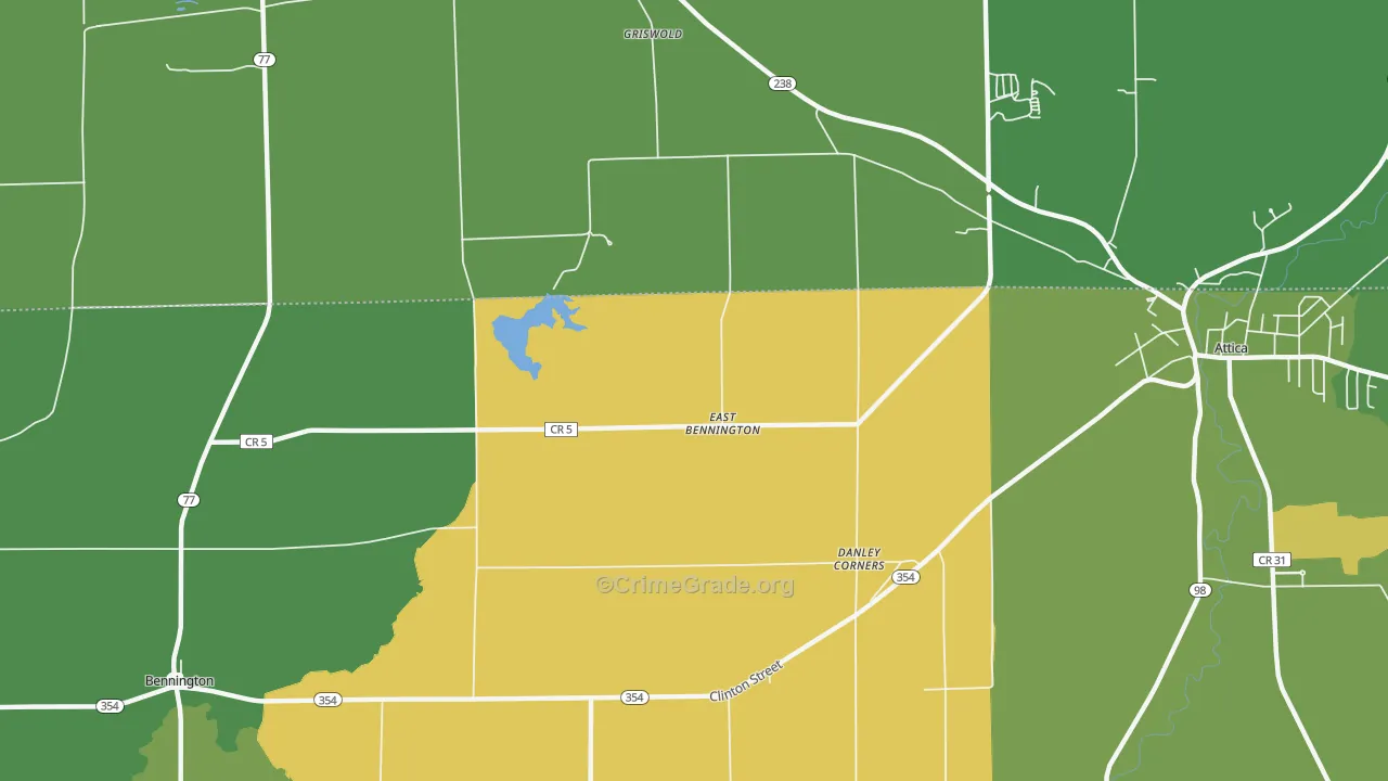 East Bennington, NY Map of Arson Rates