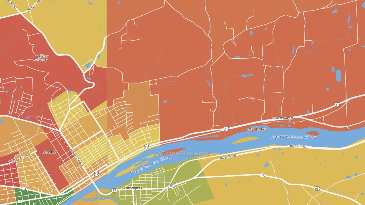 East Berwick, PA Map of Arson Rates