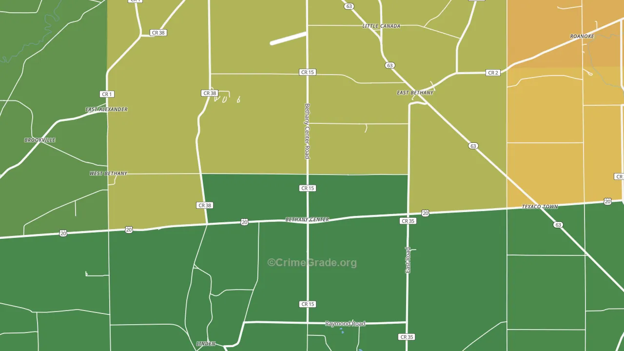 East Bethany, NY Map of Arson Rates