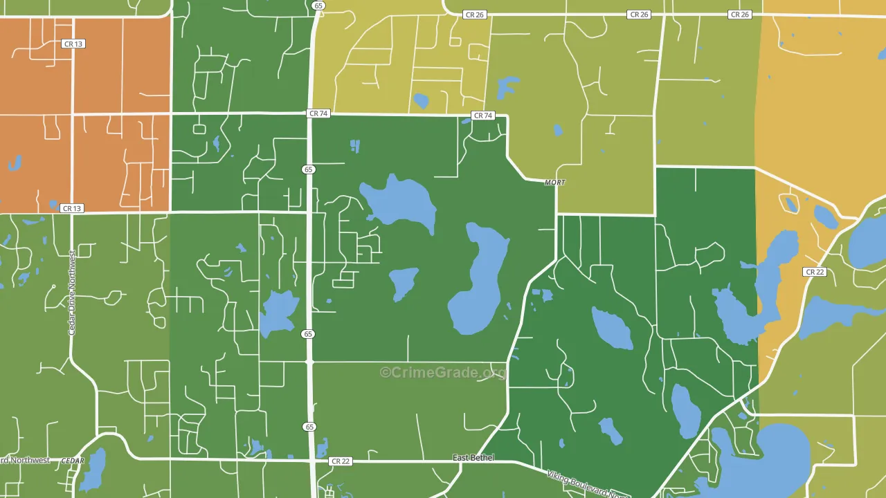 East Bethel, MN Map of Arson Rates