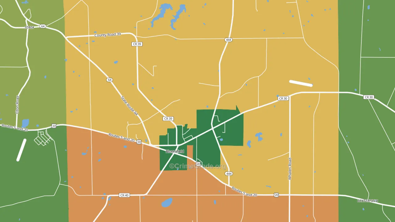 East Bloomfield, NY Map of Arson Rates