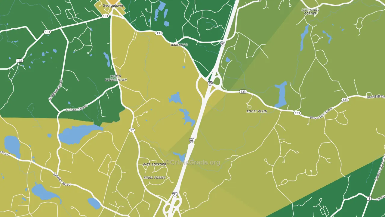 East Boxford, MA Map of Arson Rates