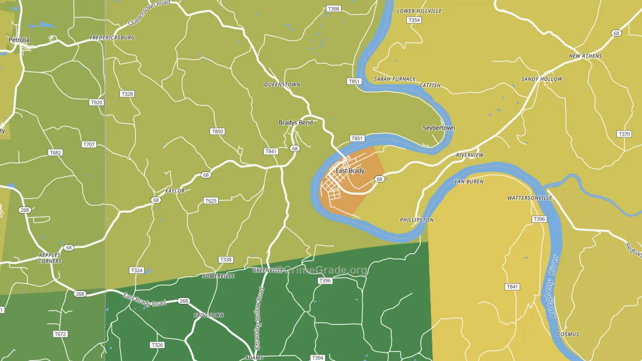 East Brady, PA Map of Arson Rates