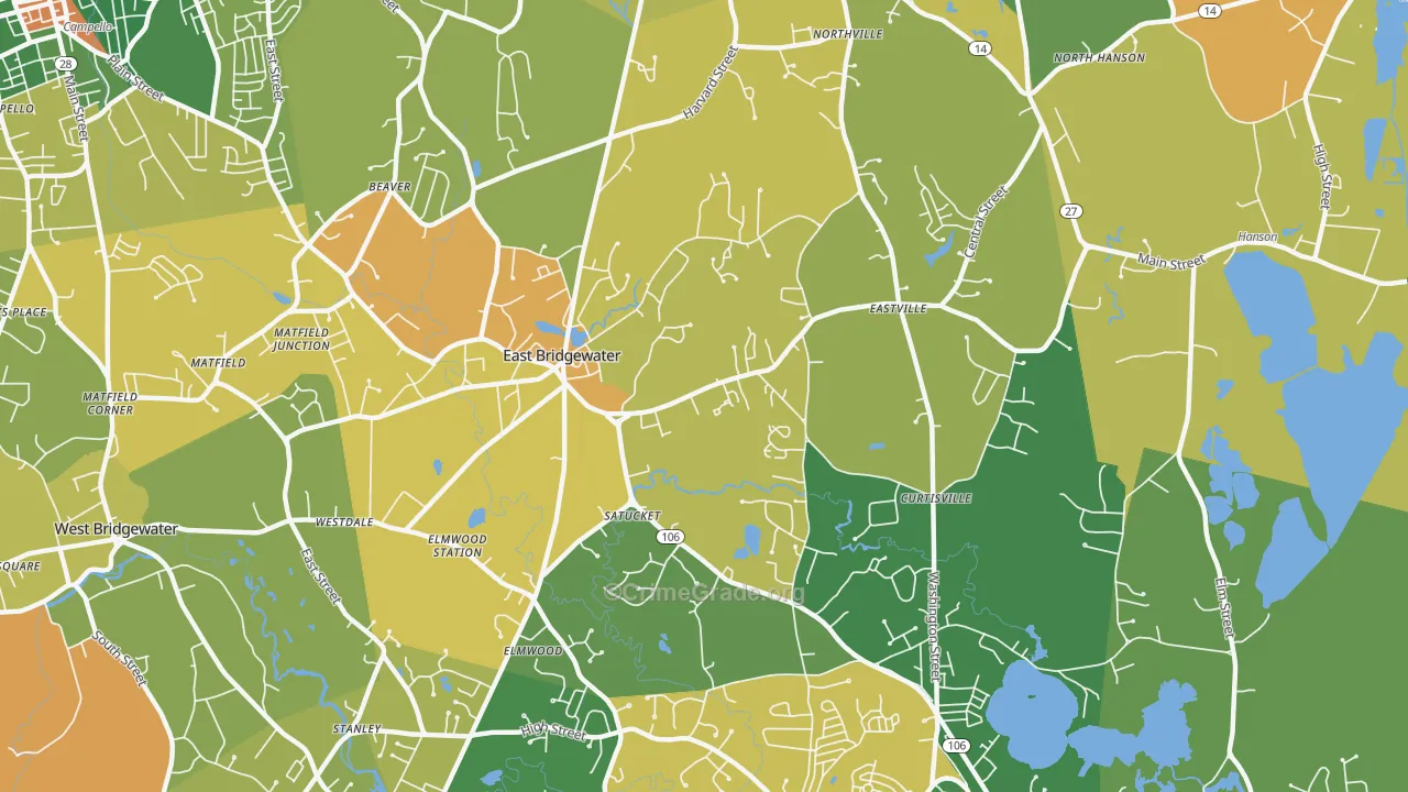 East Bridgewater, MA Map of Arson Rates