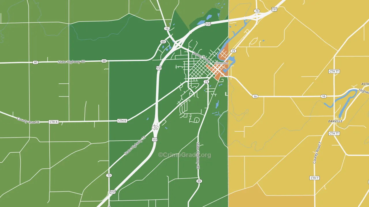 East Bristol, WI Map of Arson Rates