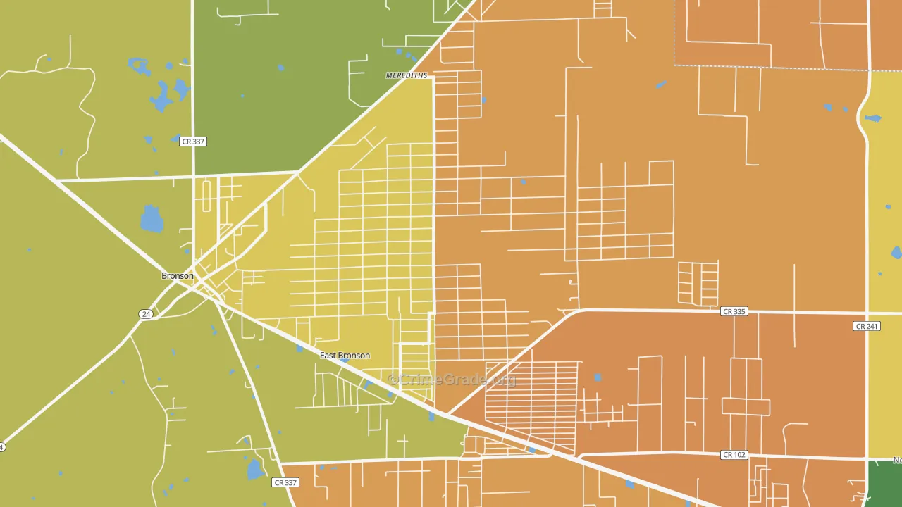 East Bronson, FL Map of Arson Rates