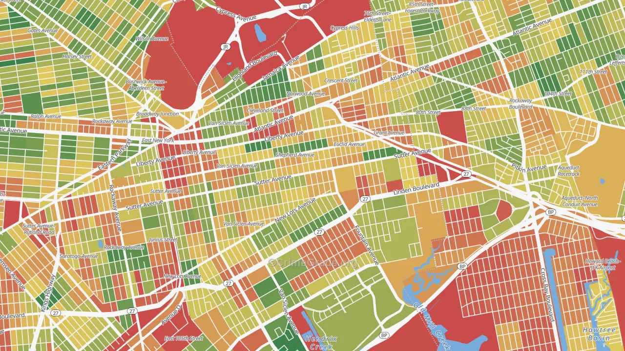East Brooklyn, Brooklyn, NY Map of Arson Rates