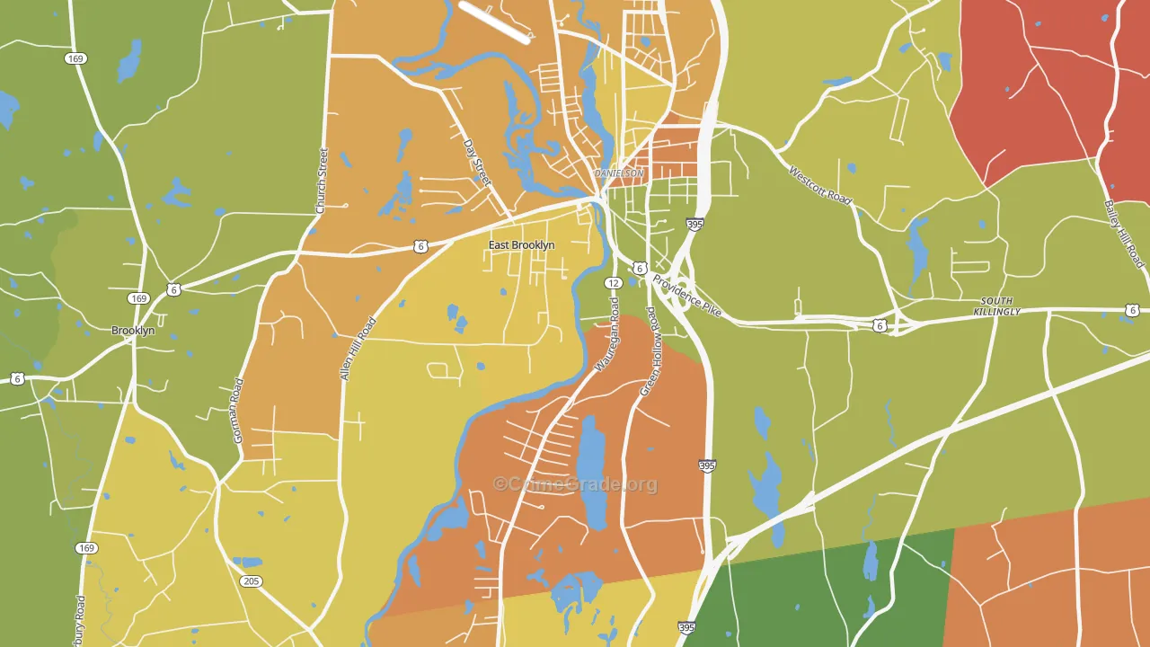East Brooklyn, CT Map of Arson Rates