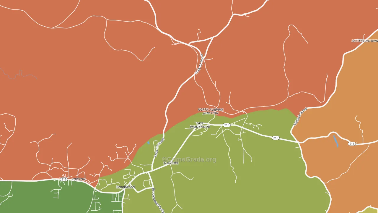 East Brookwood, AL Map of Arson Rates