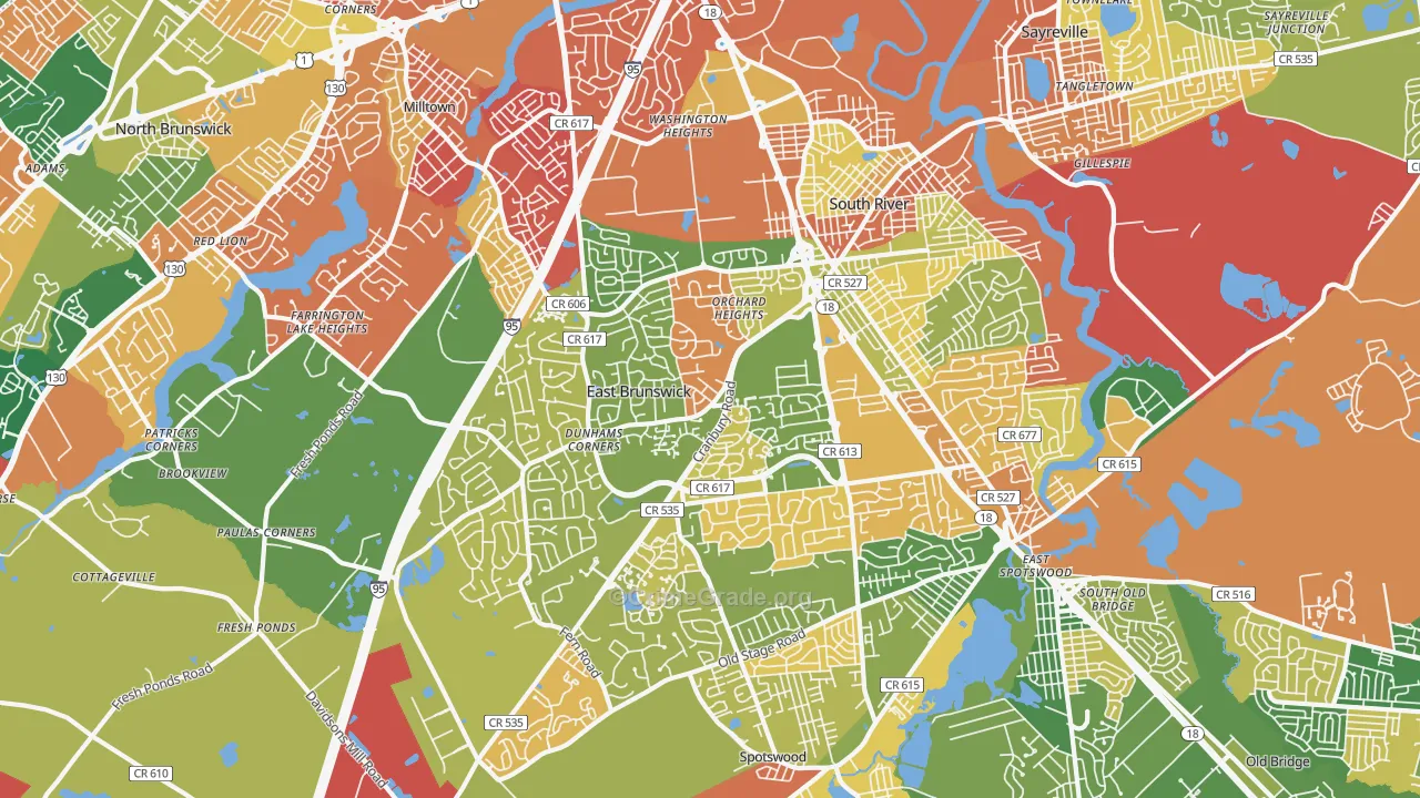 East Brunswick, NJ Map of Arson Rates