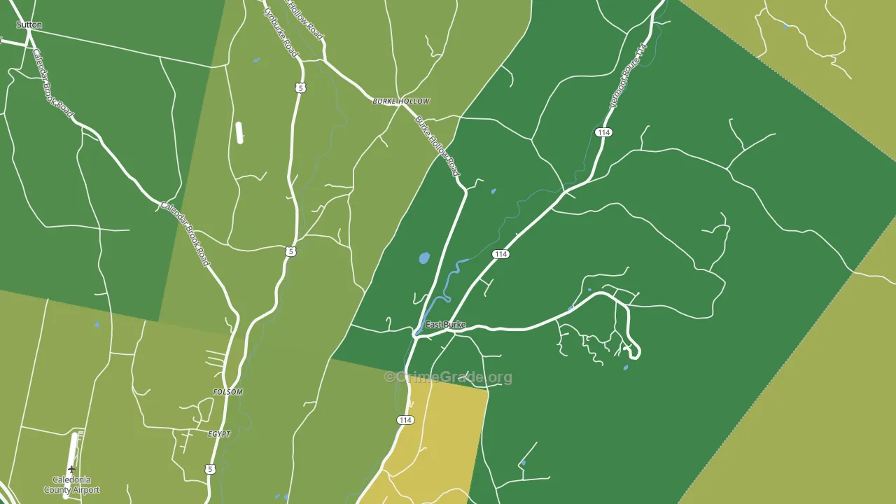East Burke, VT Map of Arson Rates