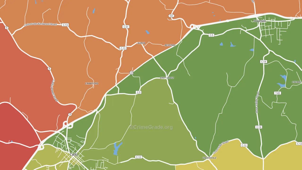 East Cadiz, OH Map of Arson Rates