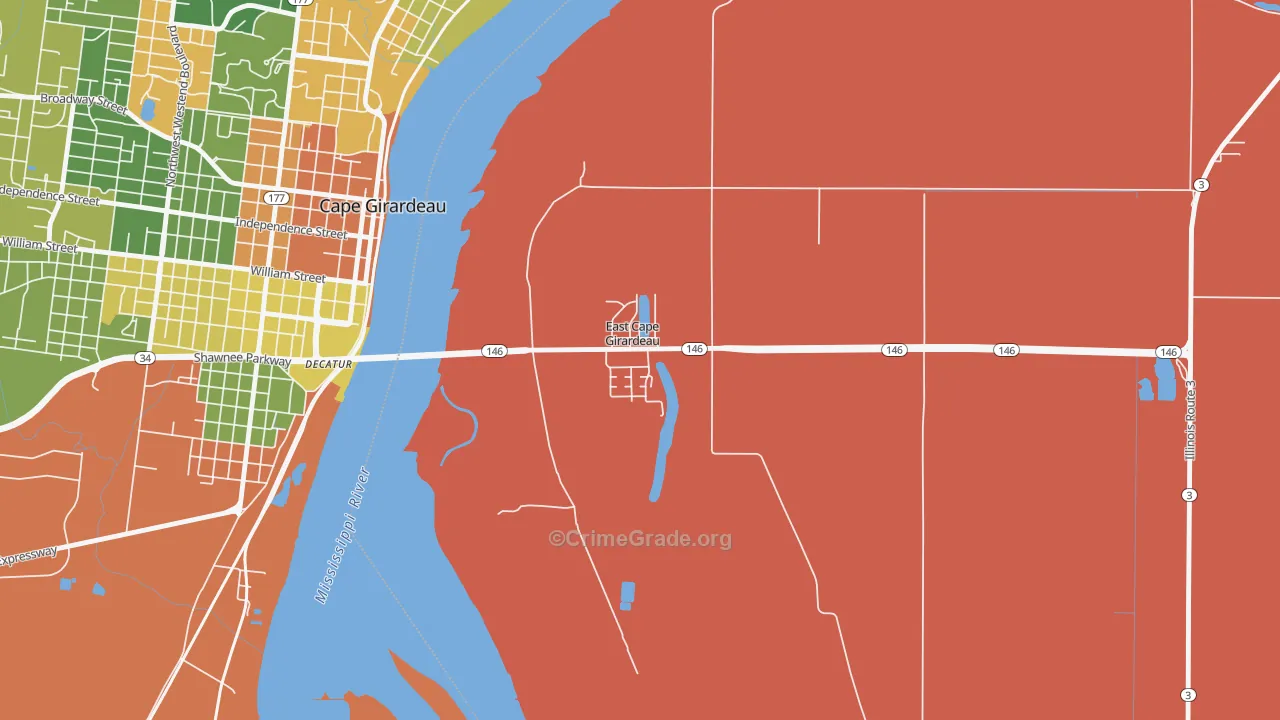 East Cape Girardeau, IL Map of Arson Rates
