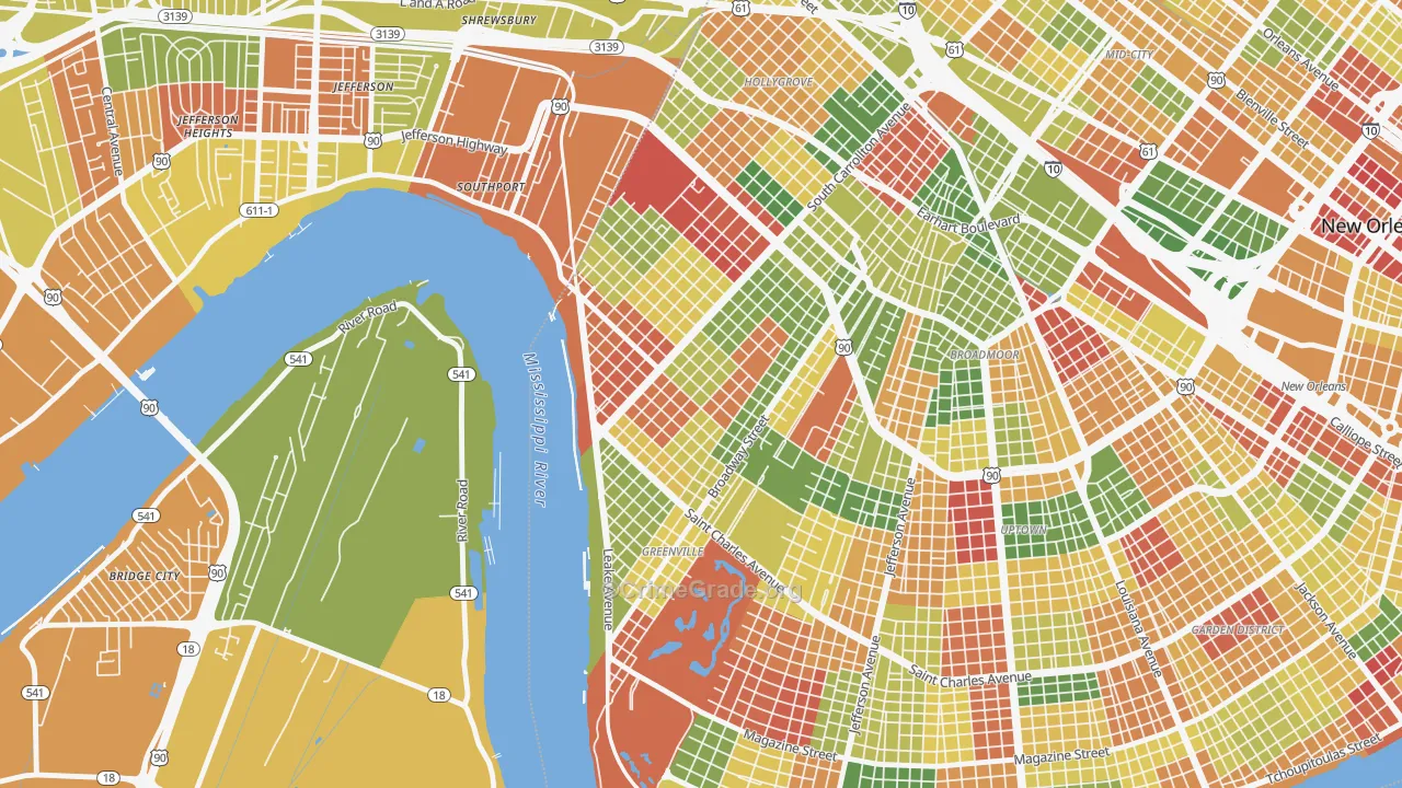 East Carollton, New Orleans, LA Map of Arson Rates