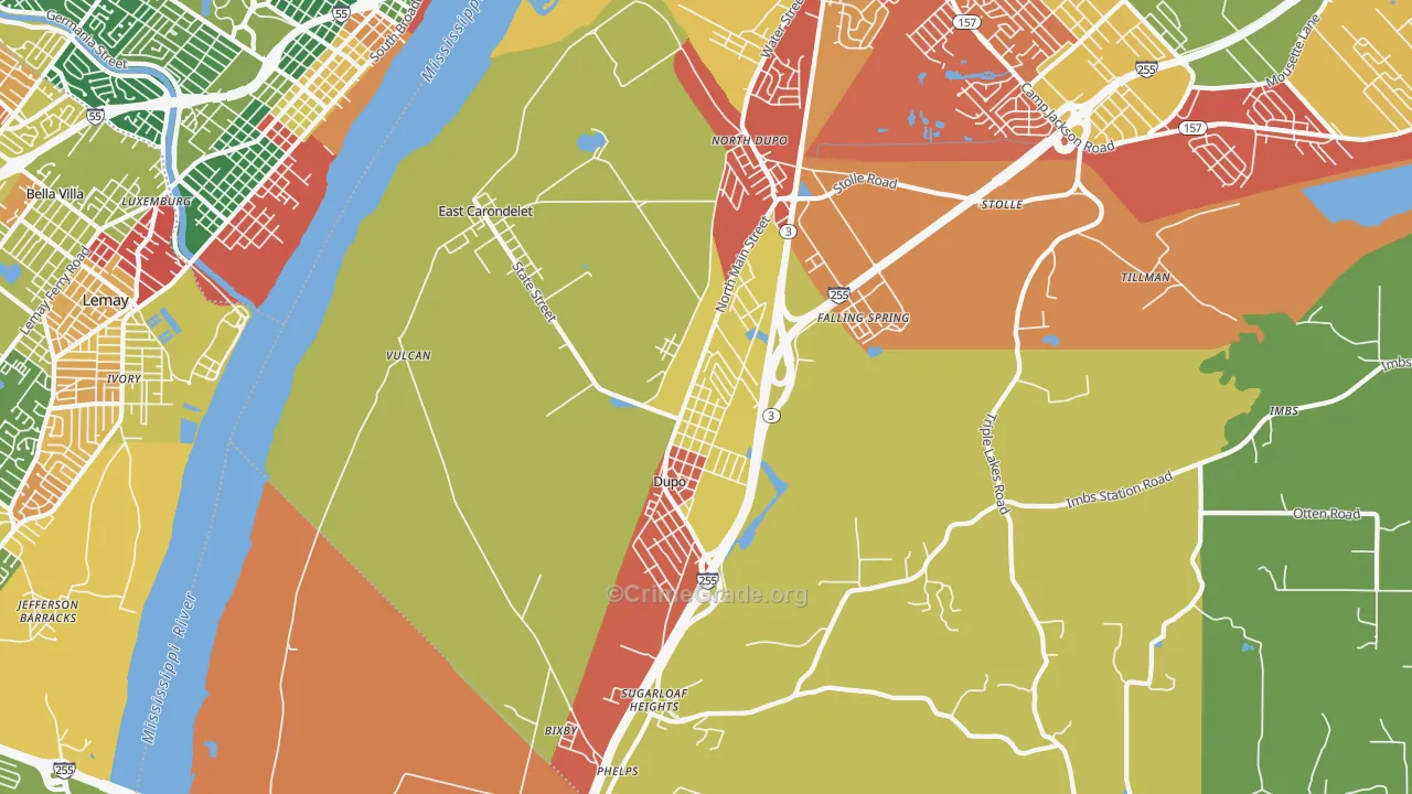 East Carondelet, IL Map of Arson Rates