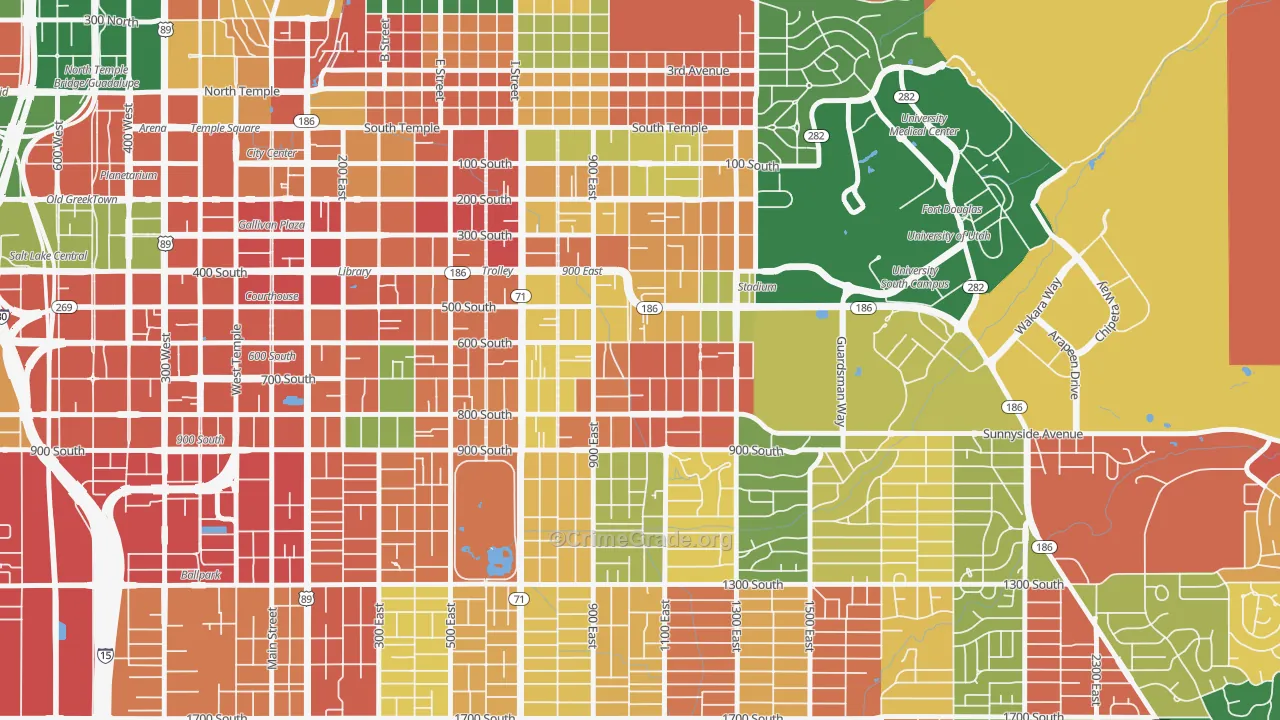East Central, Salt Lake City, UT Map of Arson Rates