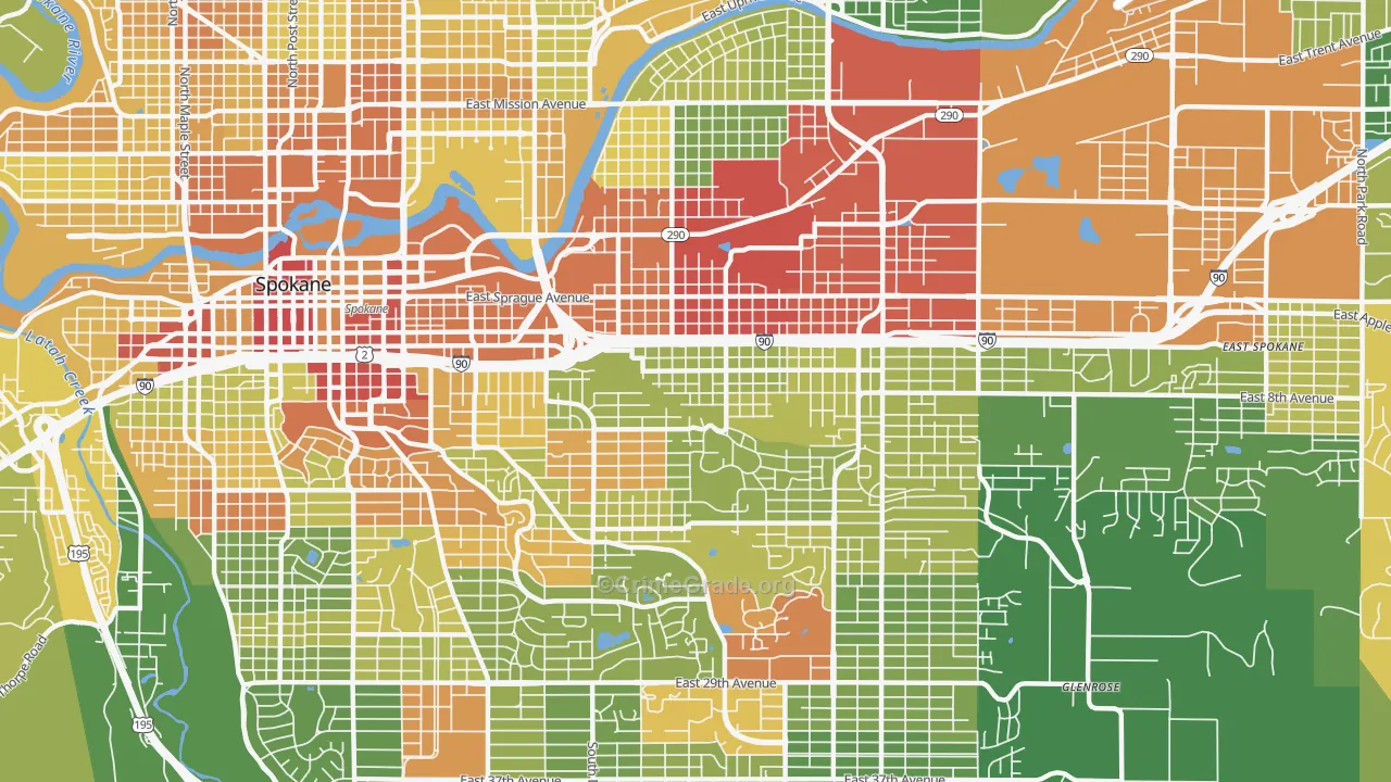 East Central, Spokane, WA Map of Arson Rates