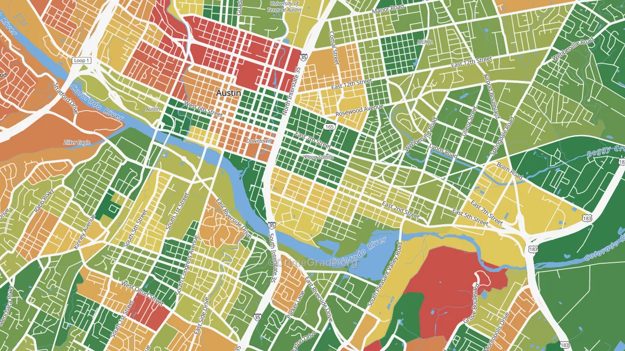 East Cesar Chavez, Austin, TX Map of Arson Rates