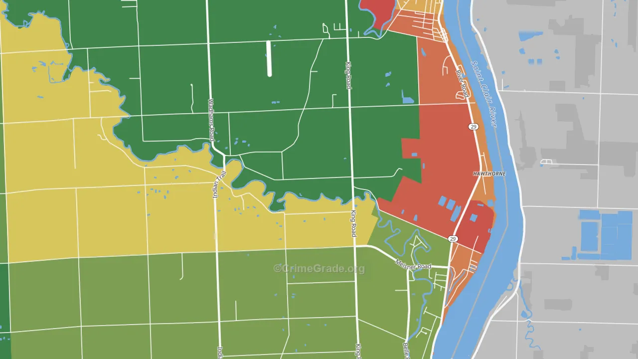 East China, MI Map of Arson Rates