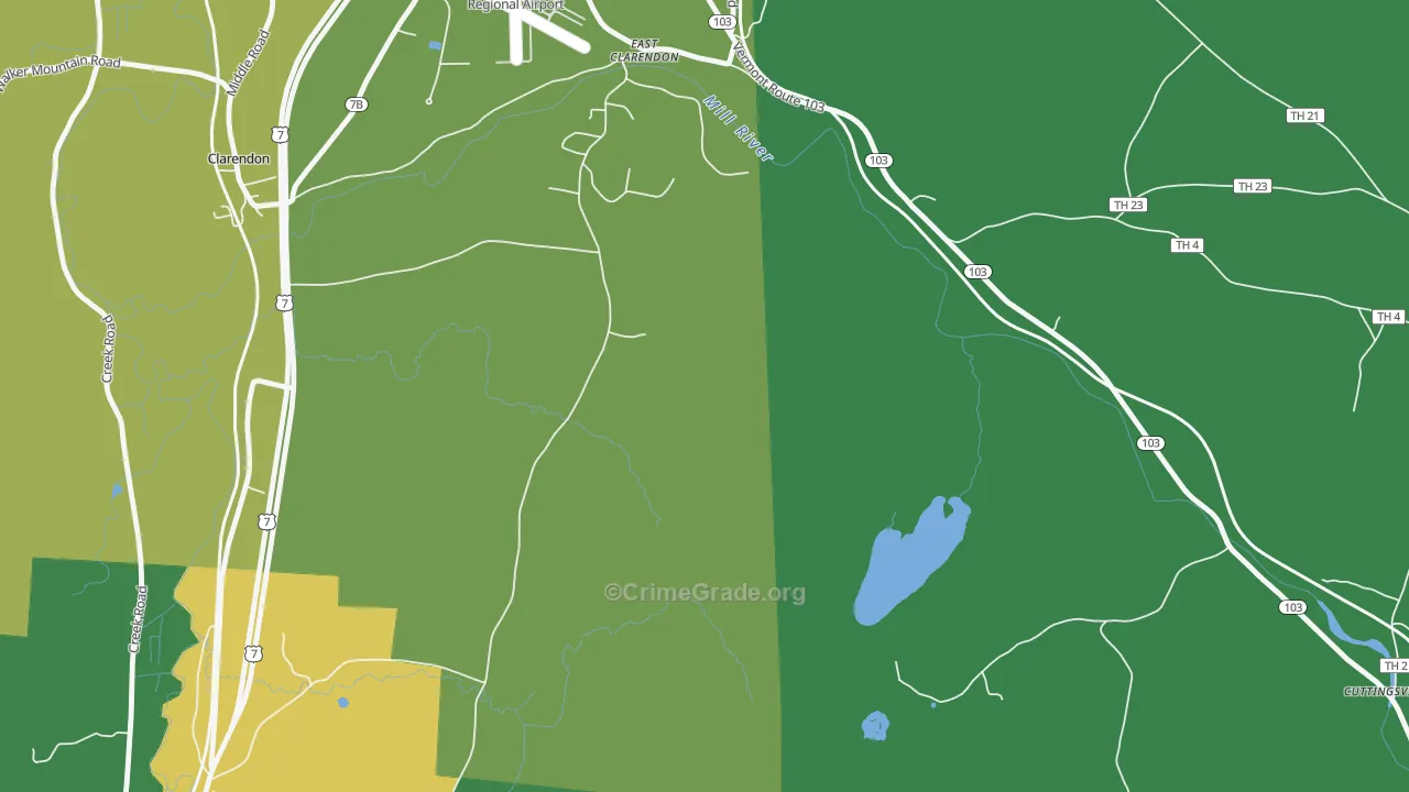 East Clarendon, VT Map of Arson Rates