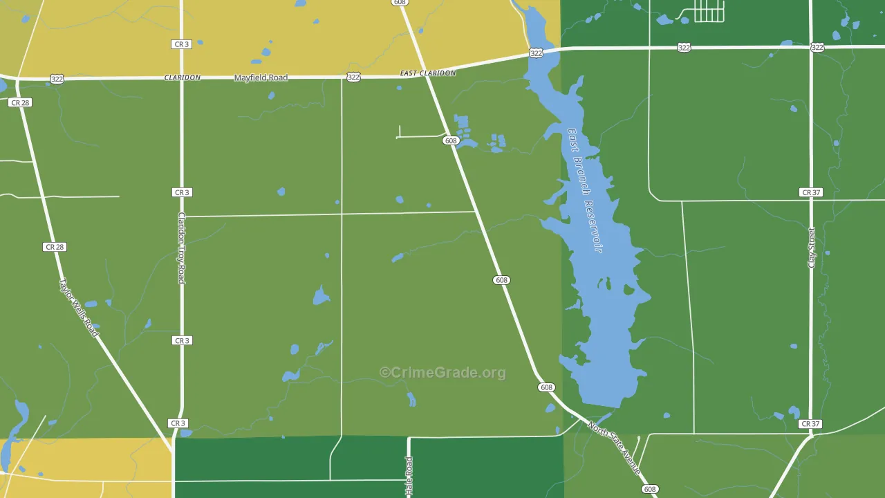 East Claridon, OH Map of Arson Rates