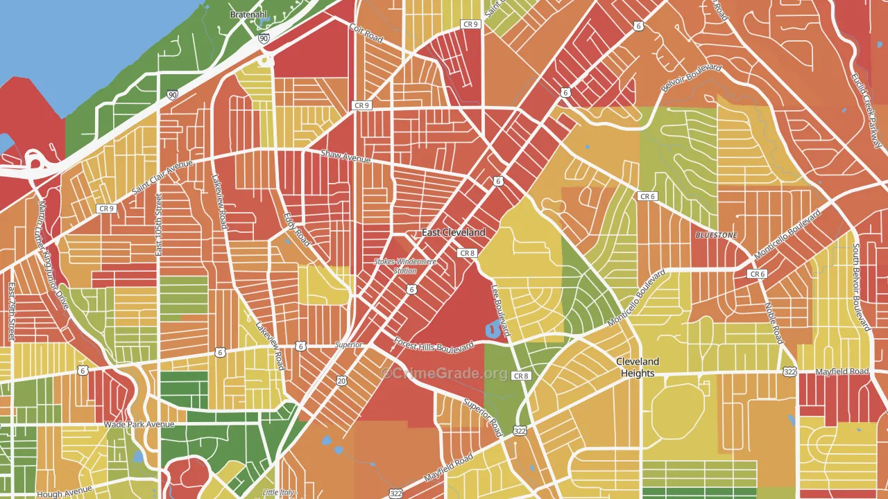 East Cleveland, OH Map of Arson Rates