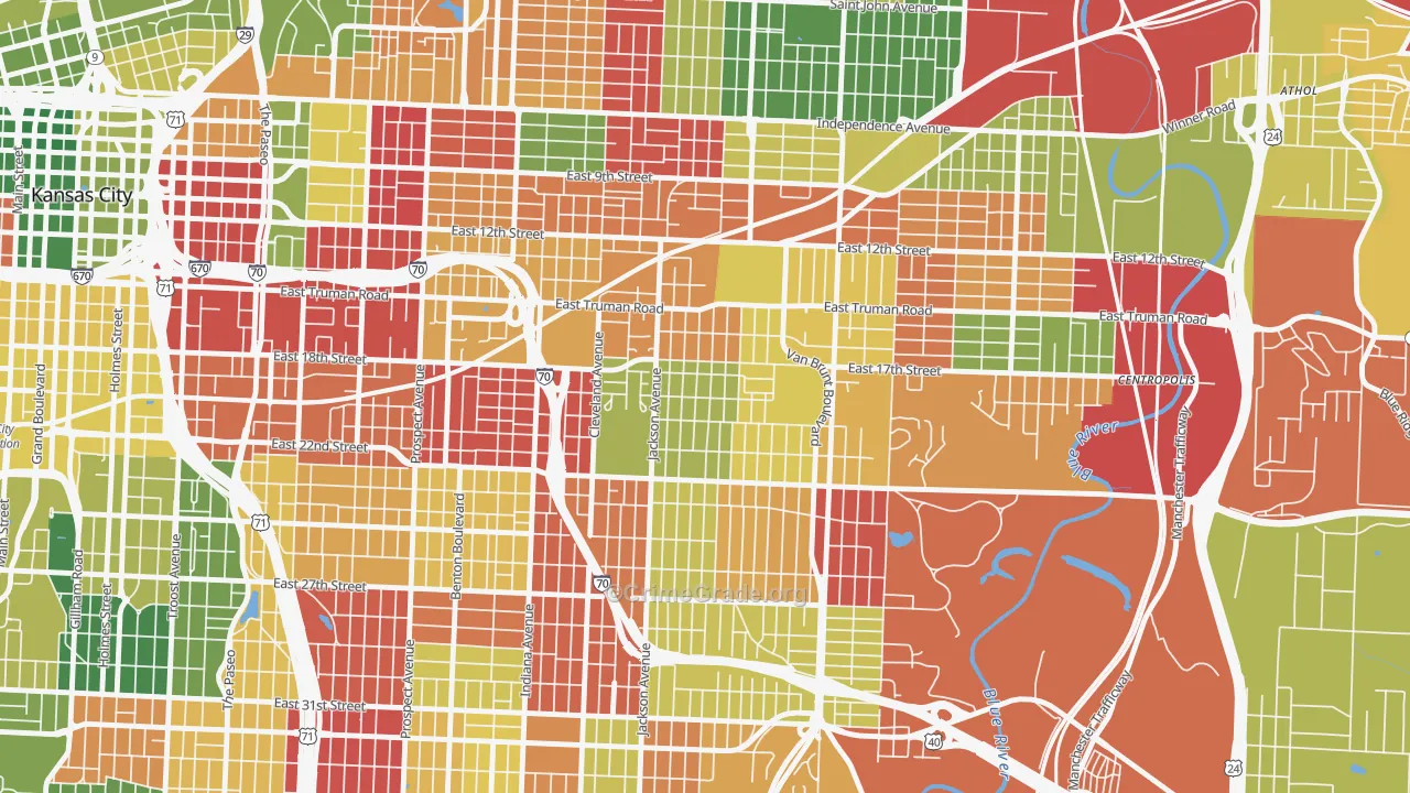 East Community Team North, Kansas City, MO Map of Arson Rates