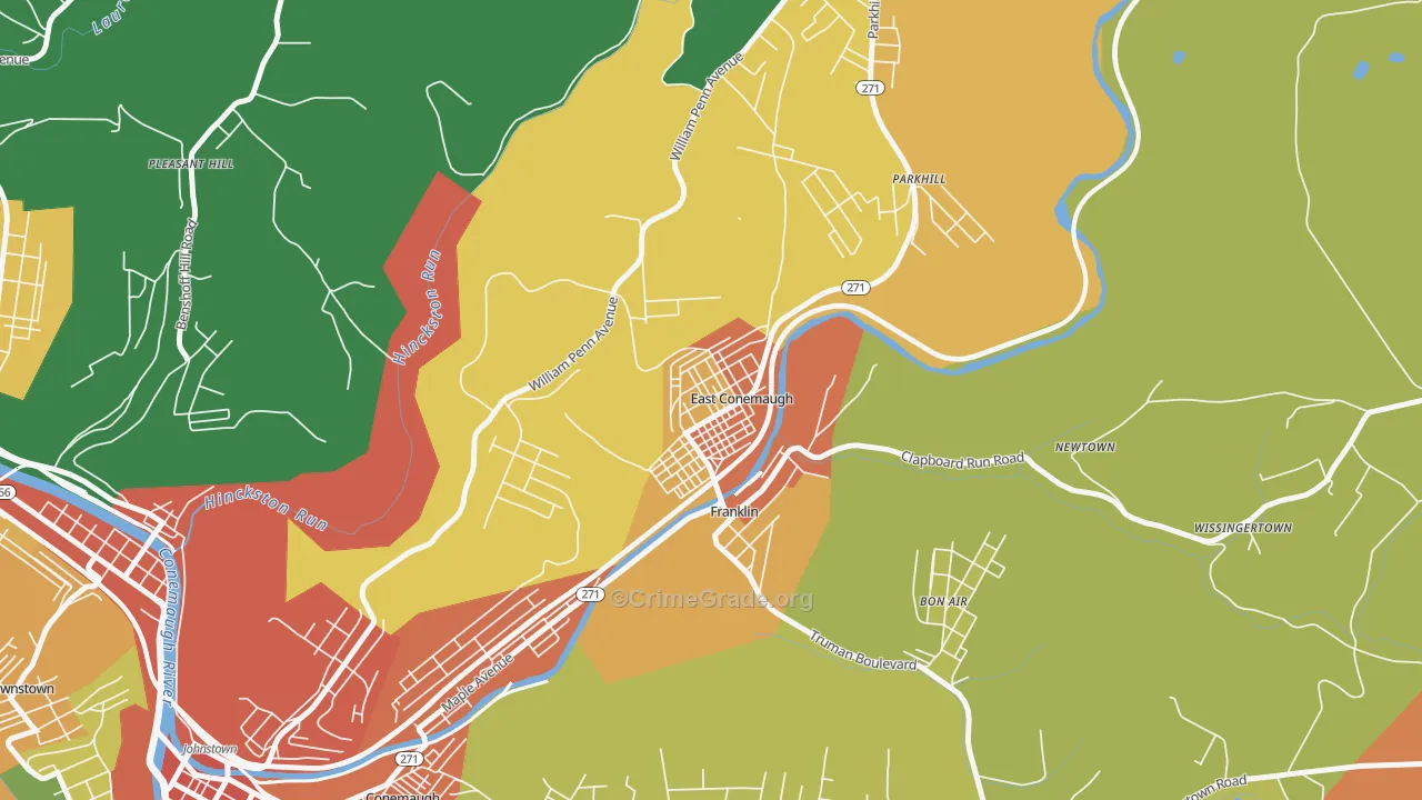 East Conemaugh, PA Map of Arson Rates