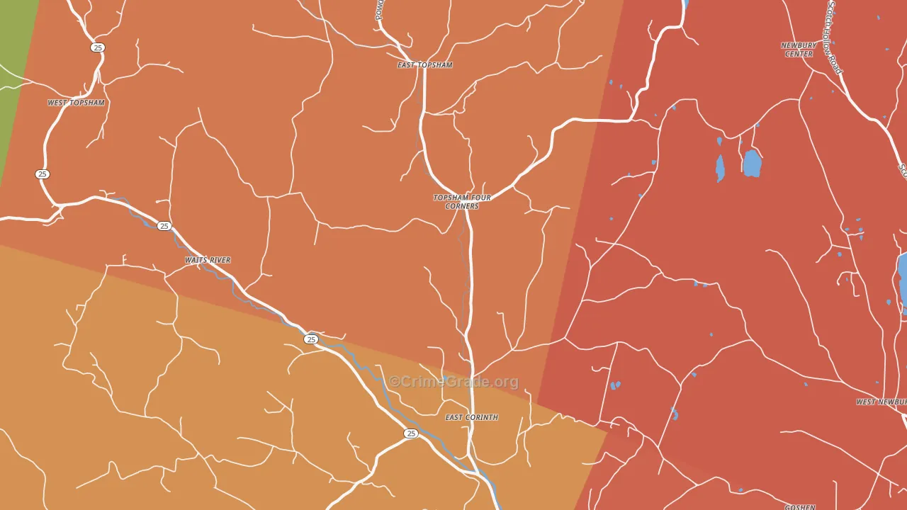 East Corinth, VT Map of Arson Rates